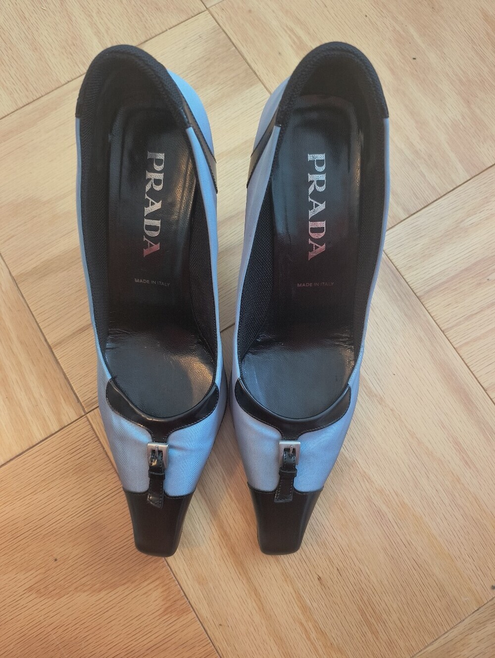 Prada Spring/Summer 2000 Blue Neoprene Panelled Heels Archive Prada S 38 Vintage